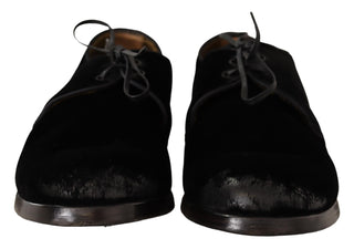 Dolce &amp; Gabbana Elegant Black Velvet Derby Shoes