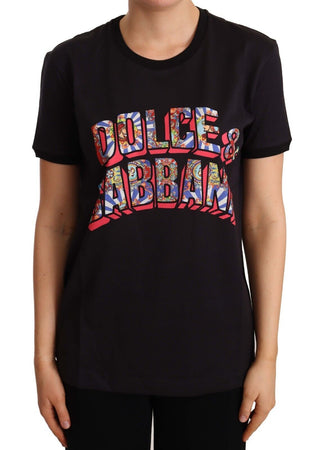 Dolce &amp; Gabbana Elegant Black Cotton Logo Tee