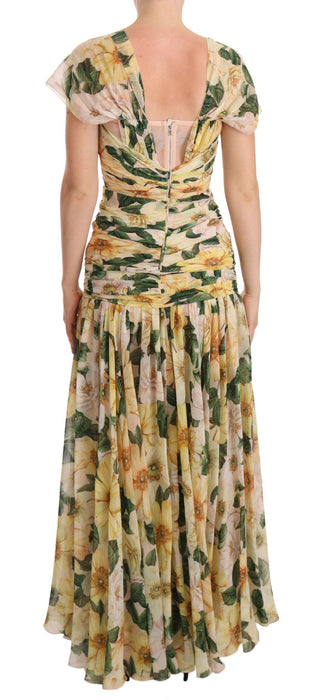 Dolce &amp; Gabbana Floral Elegance Silk Pleated Maxi Dress