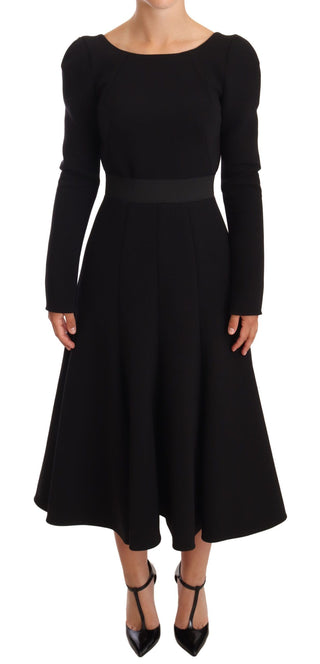 Dolce &amp; Gabbana Elegant Black Stretch Sheath Mid-Calf Dress