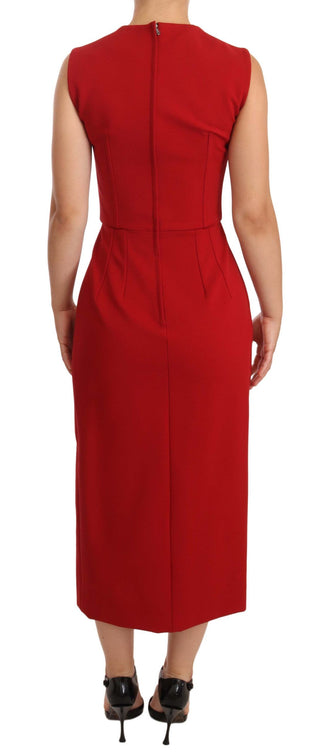 Dolce &amp; Gabbana Elegant Sweetheart Midi Dress in Red