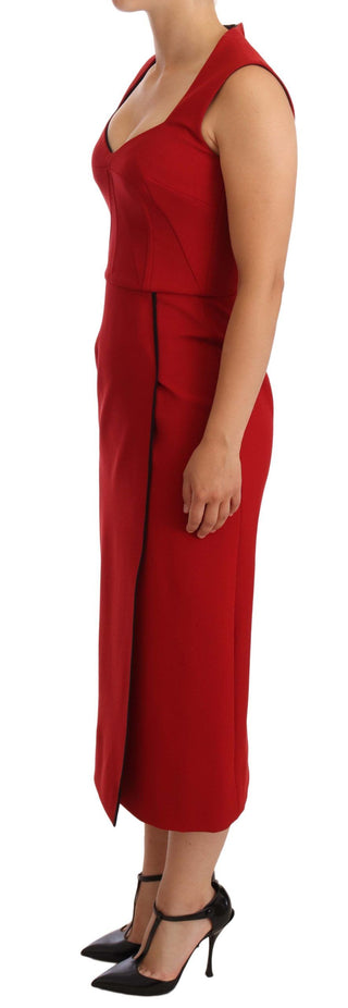 Dolce &amp; Gabbana Elegant Sweetheart Midi Dress in Red