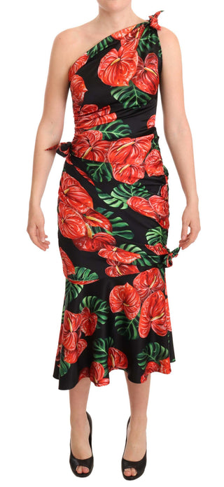 Dolce &amp; Gabbana Elegant Floral Silk Draped Dress