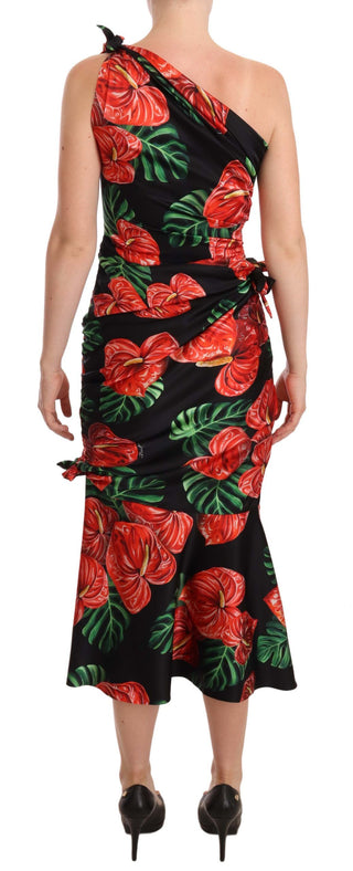 Dolce &amp; Gabbana Elegant Floral Silk Draped Dress