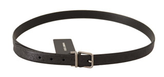 Dolce &amp; Gabbana Elegant Black Leather Belt with Silver Buckle