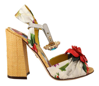 Dolce &amp; Gabbana Multicolor Crystal Embellished Heel Sandals