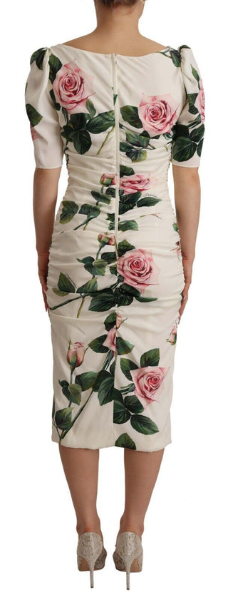 Dolce &amp; Gabbana Elegant White Floral Sheath Dress