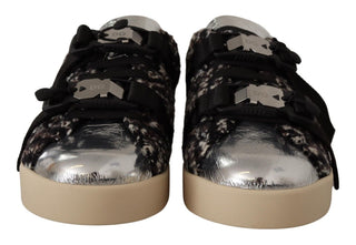 Dolce &amp; Gabbana Silver Elegance Leather Sneakers