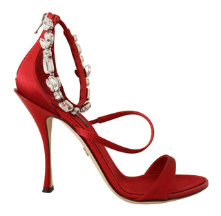 Dolce &amp; Gabbana Red Crystal-Embellished Heel Sandals