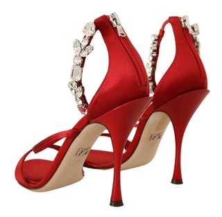 Dolce &amp; Gabbana Red Crystal-Embellished Heel Sandals