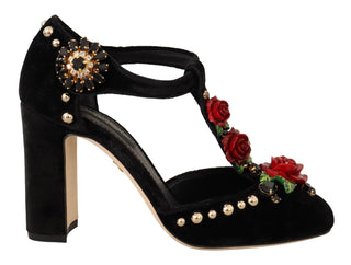 Dolce &amp; Gabbana Elegant Velvet T-Strap Mary Jane Pumps