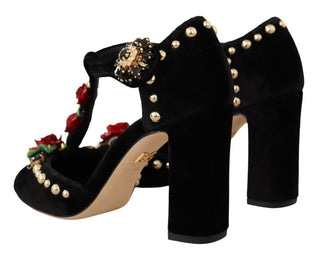 Dolce &amp; Gabbana Elegant Velvet T-Strap Mary Jane Pumps