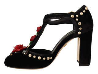 Dolce &amp; Gabbana Elegant Velvet T-Strap Mary Jane Pumps