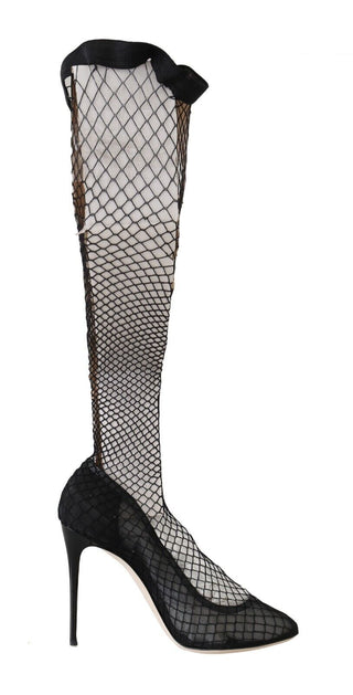 Dolce &amp; Gabbana Elegant Netted Sock Pumps in Timeless Black