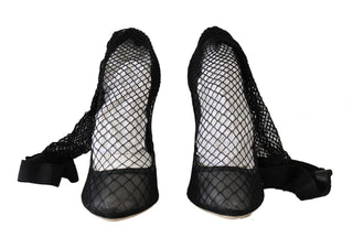 Dolce &amp; Gabbana Elegant Netted Sock Pumps in Timeless Black