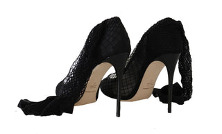 Dolce &amp; Gabbana Elegant Netted Sock Pumps in Timeless Black