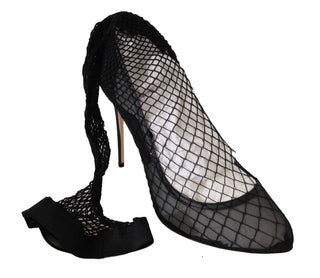 Dolce &amp; Gabbana Elegant Netted Sock Pumps in Timeless Black