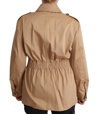 Dolce &amp; Gabbana Chic Beige Button Down Coat with Embellishments