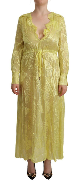 Patrizia Pepe Sunshine Silk Blend Maxi Dress - Long Sleeves &amp; Plunge