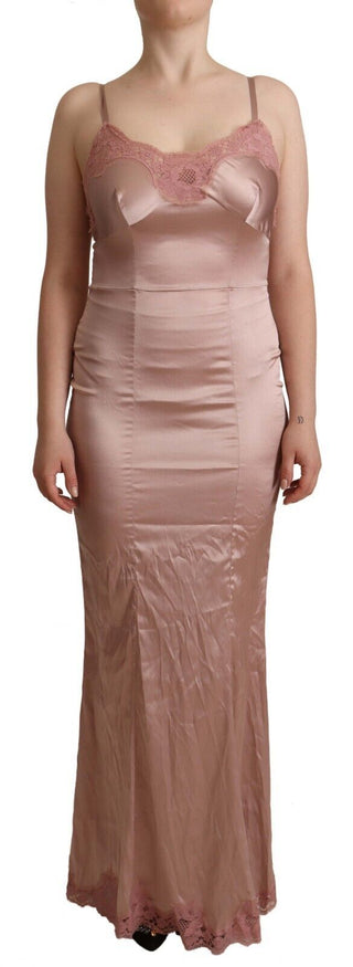 Dolce &amp; Gabbana Elegant Pink Lace Maxi Bodycon Dress