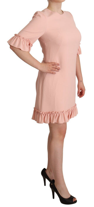 Dolce &amp; Gabbana Ruffled Sleeve Sheath Dress in Pink