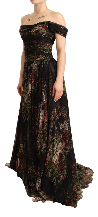 Dolce &amp; Gabbana Floral Silk Off-Shoulder Long Dress