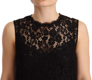 Dolce &amp; Gabbana Elegant Floral Lace Sheath Dress in Black