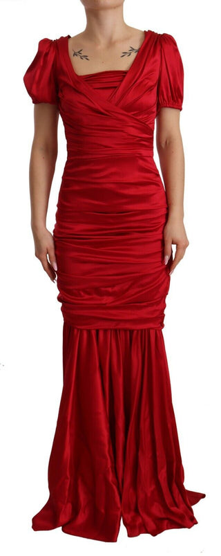 Dolce &amp; Gabbana Elegant Red Silk Stretch Mermaid Dress