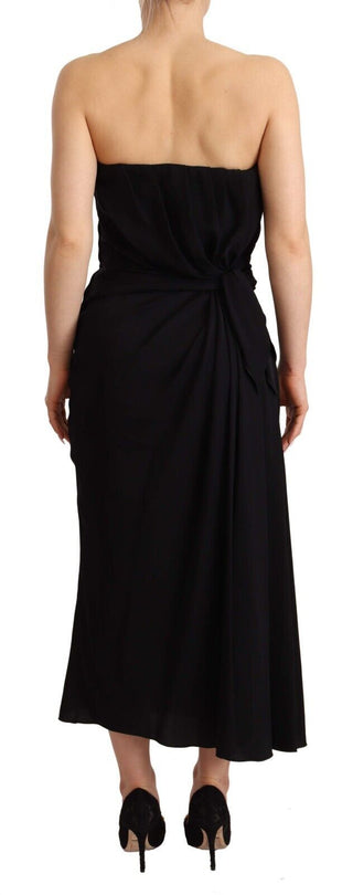 Dolce &amp; Gabbana Elegant Strapless Silk Midi Dress