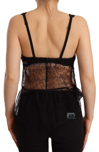 Dolce &amp; Gabbana Elegant Black Silk Lingerie Chemise