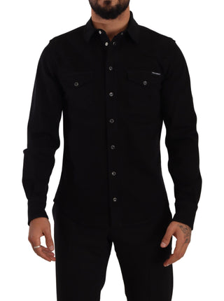 Dolce &amp; Gabbana Slim Fit Casual Black Designer Shirt