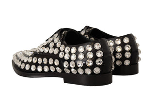 Dolce &amp; Gabbana Crystal-Embellished Leather Formal Flats