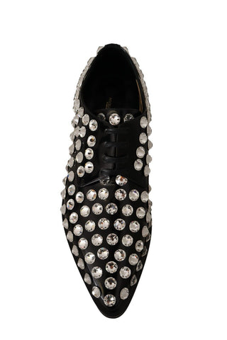 Dolce &amp; Gabbana Crystal-Embellished Leather Formal Flats