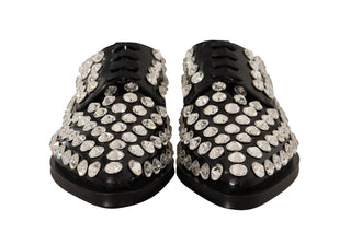 Dolce &amp; Gabbana Crystal-Embellished Leather Formal Flats