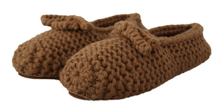 Dolce &amp; Gabbana Elegant Wool Knit Ballerina Flats in Brown