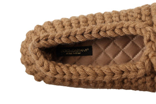 Dolce &amp; Gabbana Elegant Wool Knit Ballerina Flats in Brown