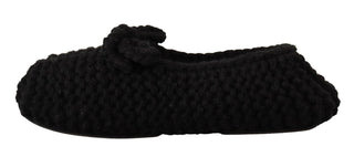 Dolce &amp; Gabbana Elegant Black Wool Knit Ballet Flats