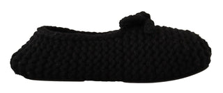 Dolce &amp; Gabbana Elegant Black Wool Knit Ballet Flats