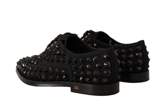 Dolce &amp; Gabbana Elegant Gros Grain Lace-Up Jeweled Flats