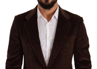 Dolce &amp; Gabbana Elegant Brown Corduroy Slim Fit Blazer