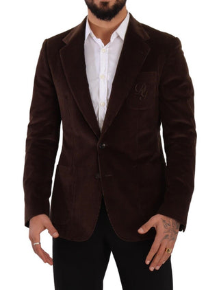 Dolce &amp; Gabbana Elegant Brown Corduroy Slim Fit Blazer