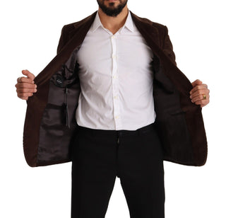 Dolce &amp; Gabbana Elegant Brown Corduroy Slim Fit Blazer