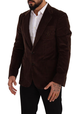 Dolce &amp; Gabbana Elegant Brown Corduroy Slim Fit Blazer