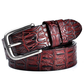 Men's Genuine Cowhide Leather Belt with Crocodile Pattern, Perfect Gift Choice 