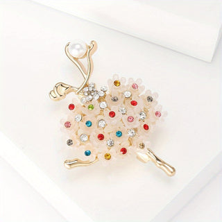 1pc Girl Ballet Dance Flower Brooch Badge Cute for Women Dress Jacket Clothing Accessories 