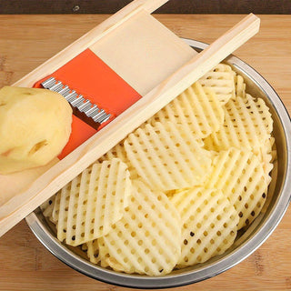 1pc Potato Slicer Potato Mesh Cutter Mesh Knife Vegetable Cutter Ripple Knife Flower Cutter Knife Tools Accessories Red 