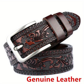 Stylish men's genuine leather belt with secure square buckle for durability and versatility. 