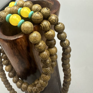 Unique Boho Wooden Prayer Necklace for Men and Women - No Shattering, Plastic Mosaic, Multi-Use Wooden Jewelry for Daily Wear and Party - Gender Unisex Rose Beads Bracelet, 1pc 