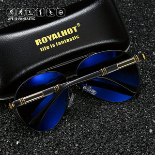 ROYALHOT Double Bridge Polarized Sunglasses Metal Frame TAC Lens Fashion Eyewear for Men Women 