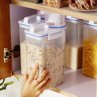 3 Piece Airtight Food Storage Container Set with Measuring Cup - Leak Proof, Moisture Proof &amp; Insect Proof for Cereals, Nuts, Snacks, and Dry Fruits - Durable PP Material, Easy to Carry Design 